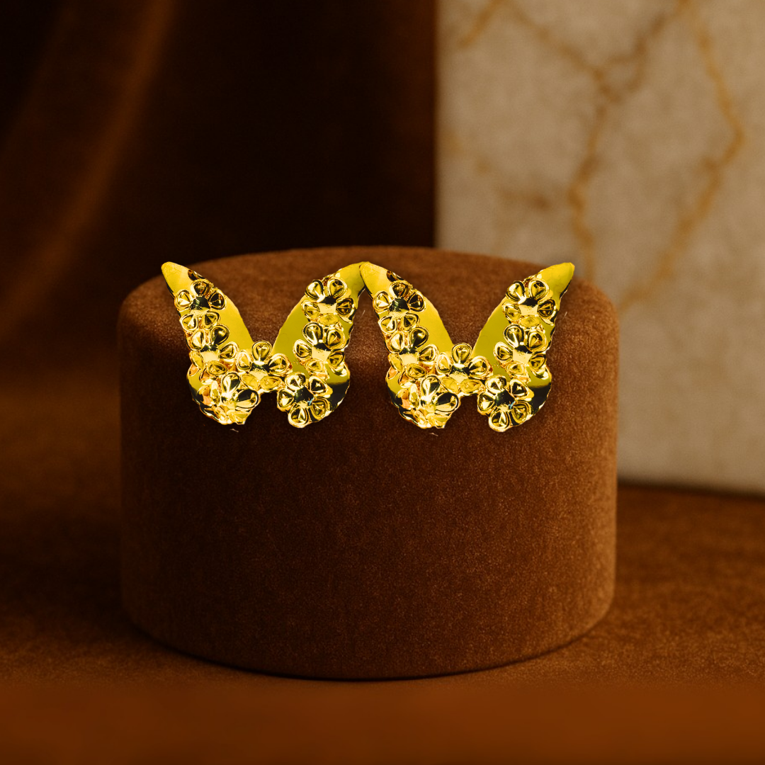 Chic Floral Butterfly Stud Earrings Anti Tarnish Stainless Steel
