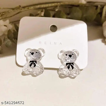Cute Clear Bear Earrings