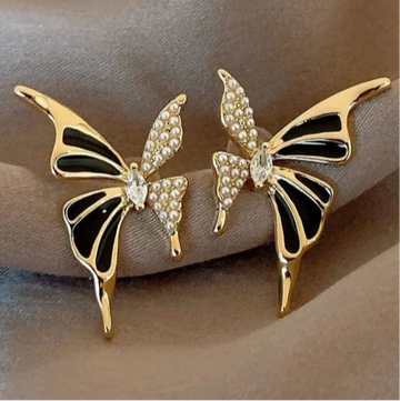 Black Gold Butterfly Wing Stud Earrings
