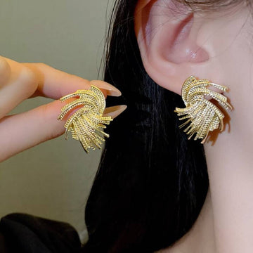 Korean Gold Swirl Statement Studs