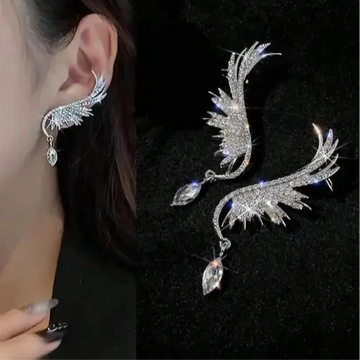 Korean Earrings - Stainless steel Rhinestone and CZ stone studded Ear cuff Style Earrings