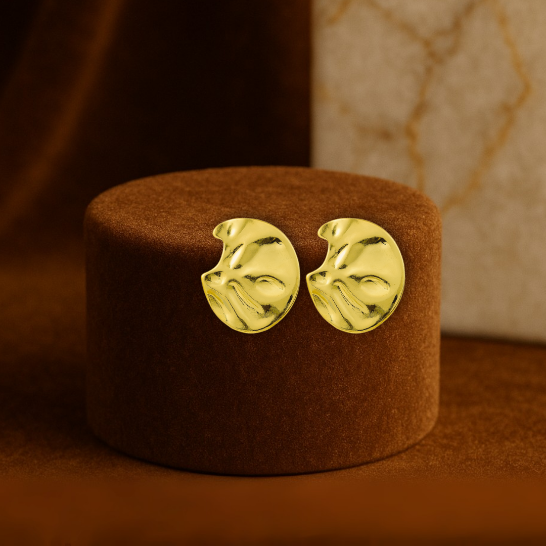 Modern Textured Round Earrings Anti Tarnish Stainless Steel