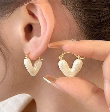 Pearl Heart Mini Hoops
