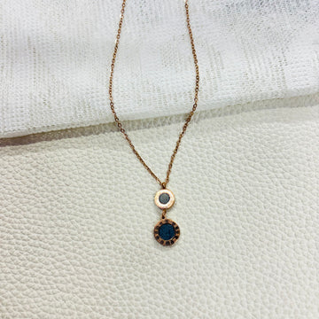 Anti Tarnish stainless steel rose gold chain with dual round clock style enamel locket