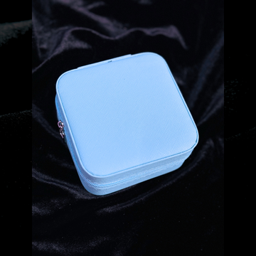Beautiful Leather Small Jewelry Box For Necklace, Bracelet, Pendant, Earring Travel Portable Jewelry Case - Blue