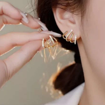 Korean Earrings - Gold plated earcuff style claw Earrings for Women