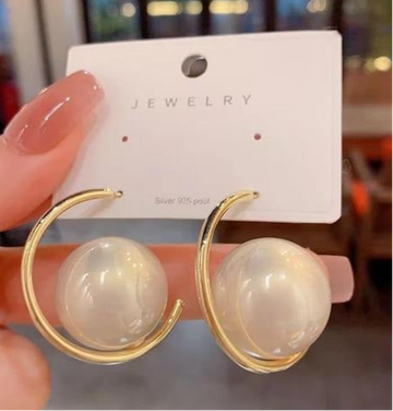 Lunar Pearl Hoop Earrings