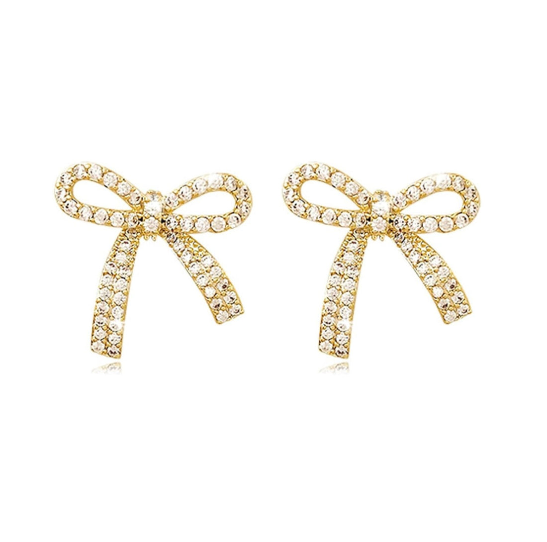 Dazzling Bow Stud Earrings