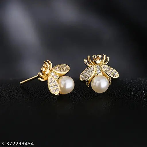 Pearl Bee Stud Earrings