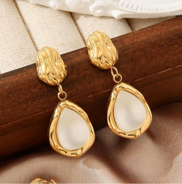 Glossy Teardrop Gold Frame Earrings