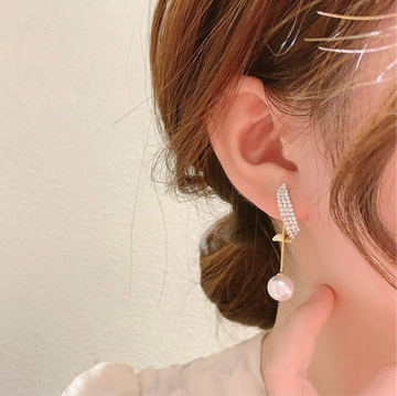 Korean Earrings - Golden Border classic white plated stud earrings for women