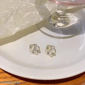 Gleaming Crystal Stud Earrings Subtle Floral Stud Earrings