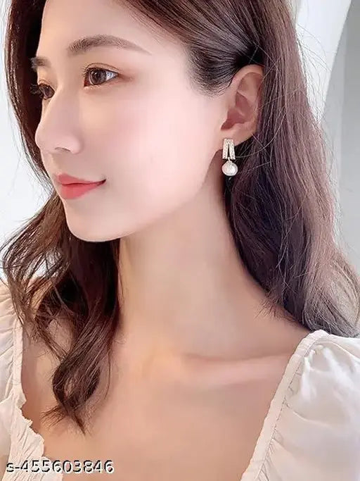 Sparkling Pearl Drop Earrings