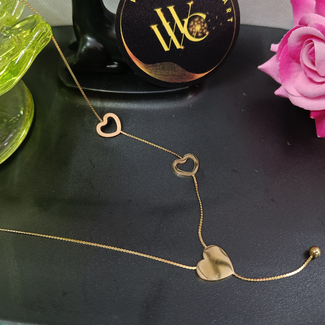 Anti Tarnish stainless steel neck rose gold chain with hearts locket