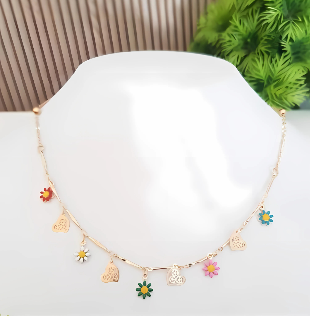 Premium Anti Tarnish Gold Plated Multicolor Necklace - Diasy Flower Design