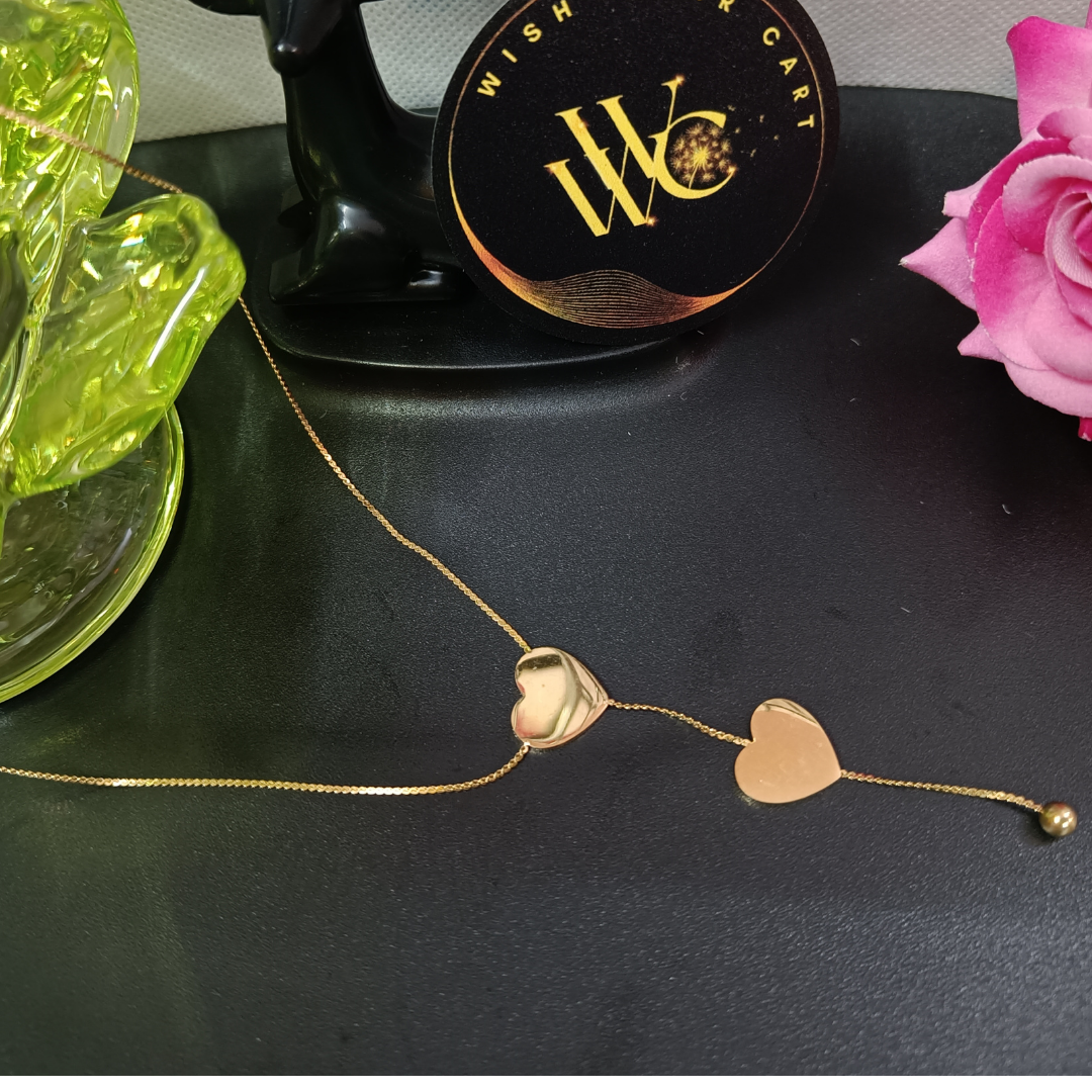 Anti Tarnish stainless steel neck rose gold chain with 2 hearts locket