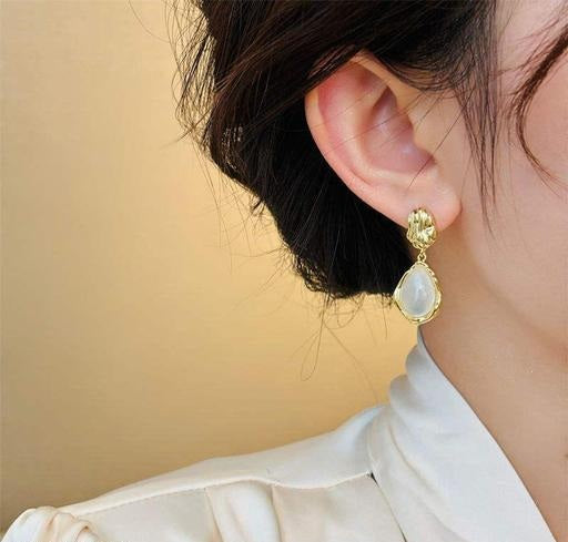 Glossy Teardrop Gold Frame Earrings