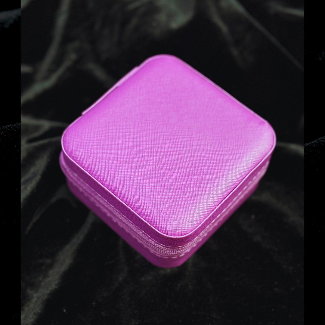 Beautiful Leather Small Jewelry Box For Necklace, Bracelet, Pendant, Earring Travel Portable Jewelry Case - Purple