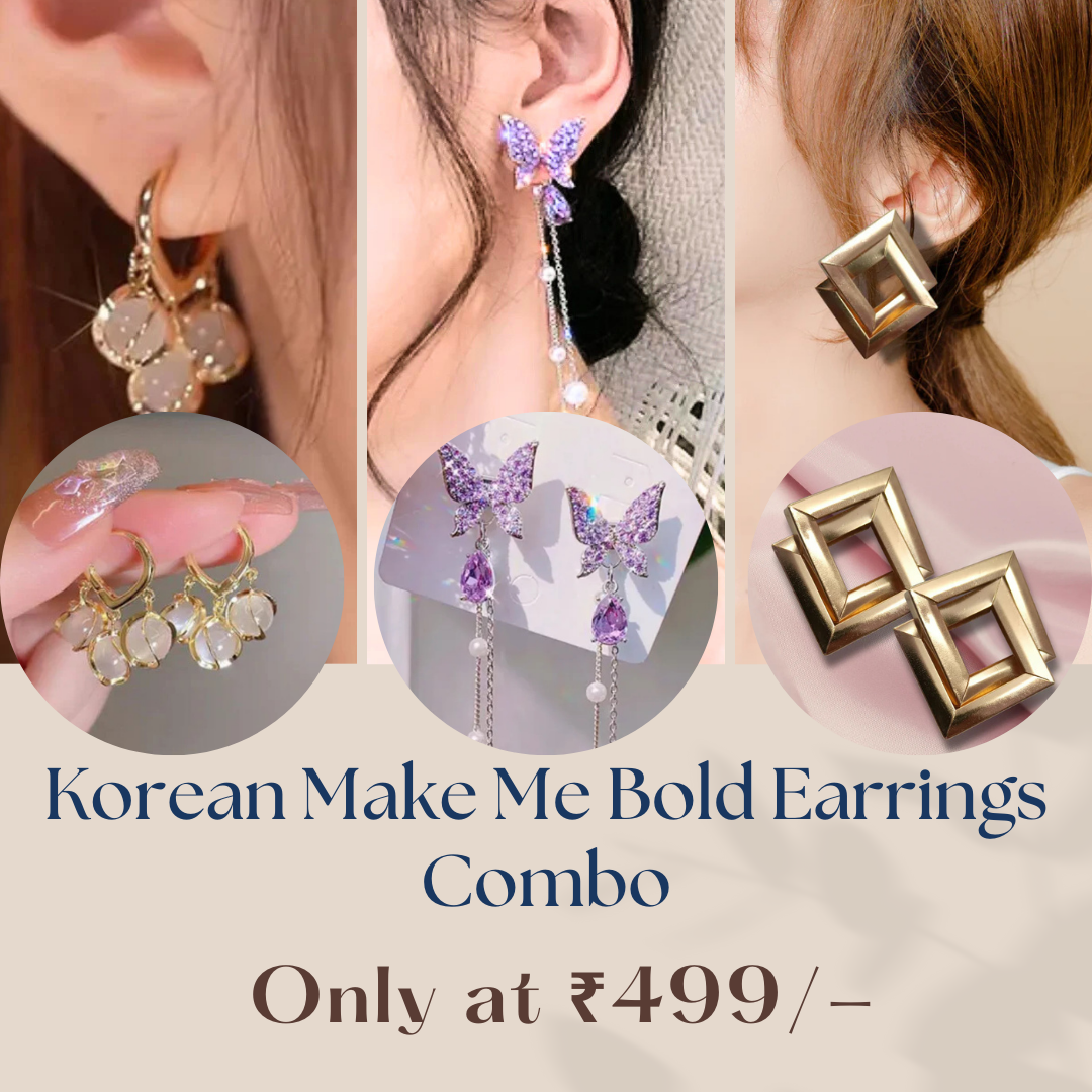 Korean Make Me Bold 3 Set Earrings Combo