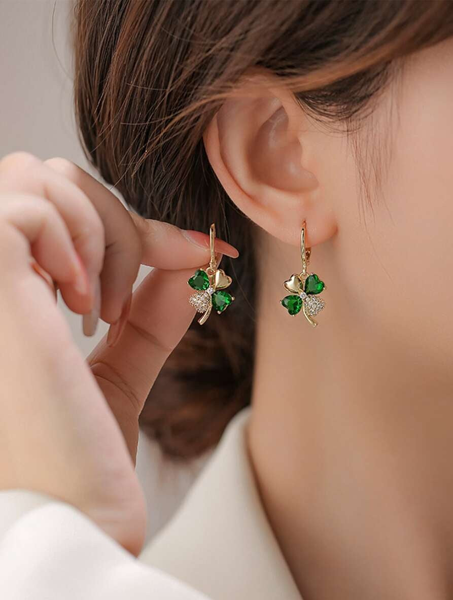 Lucky Clover Crystal Drop Earrings