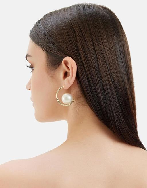 Lunar Pearl Hoop Earrings
