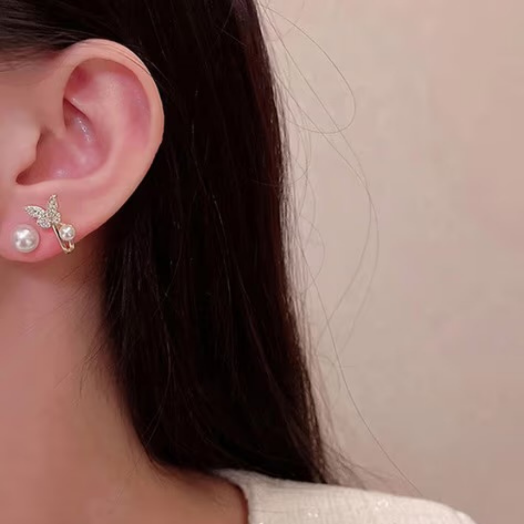Butterfly Pearl Dual Stud Earcuff