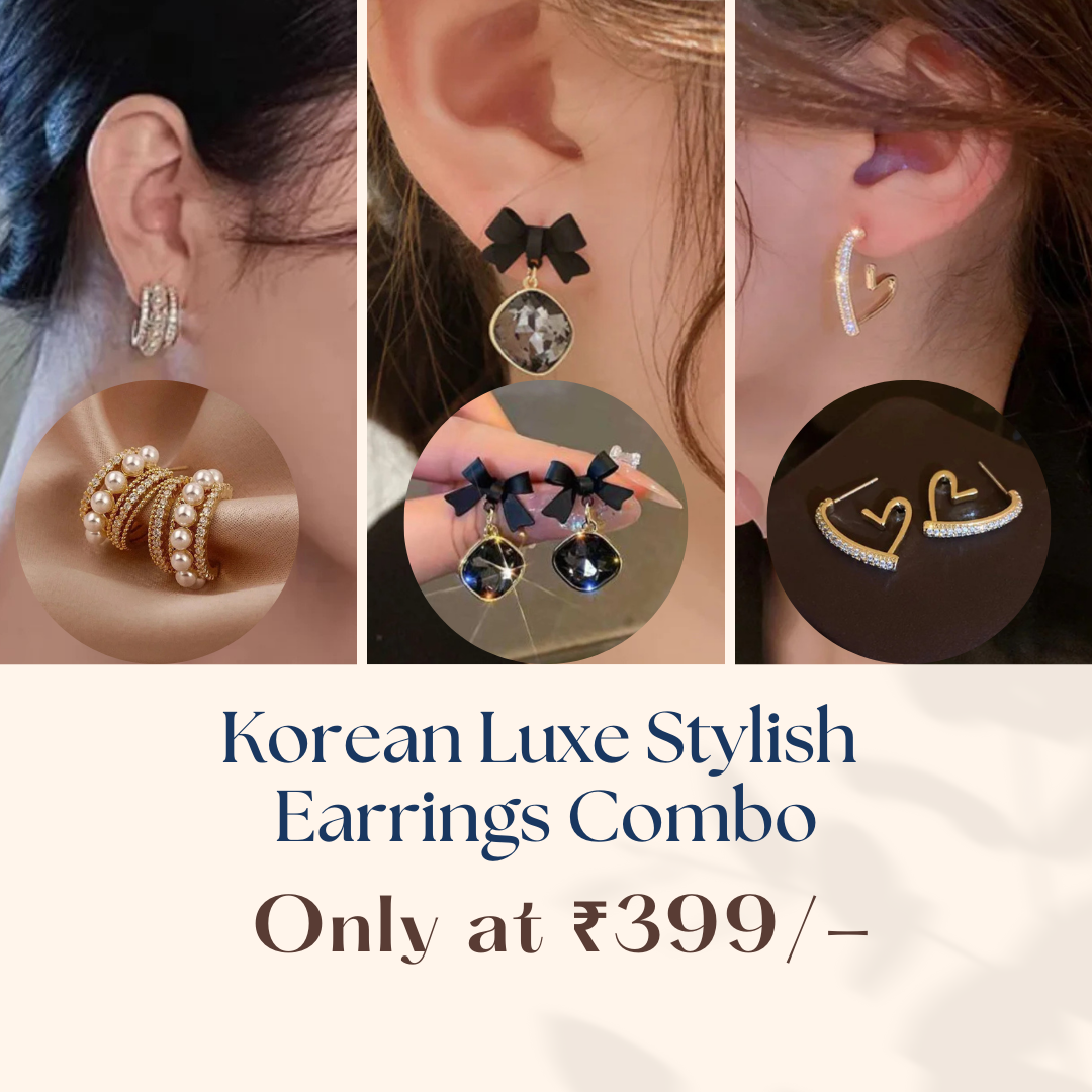 Korean Luxe Stylish 3 Set Earrings Combo