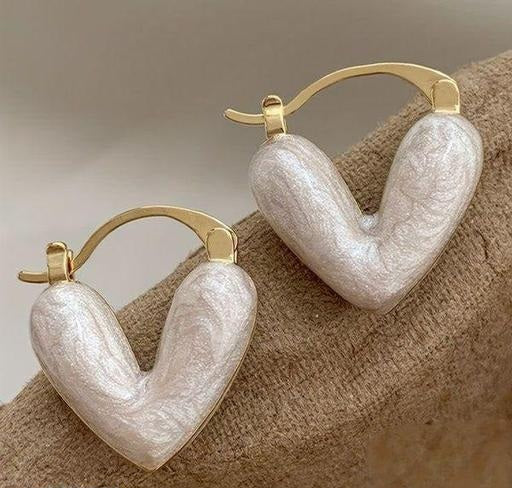 Pearl Heart Mini Hoops