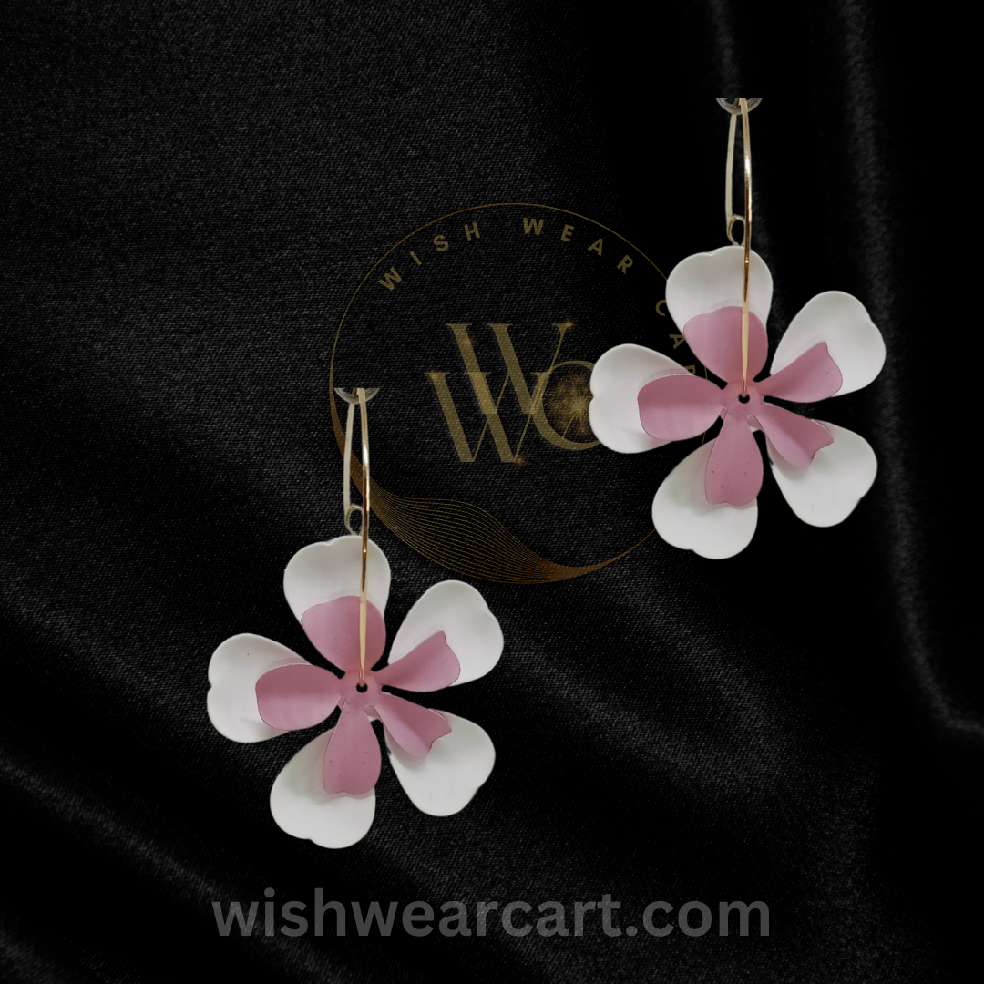 Fancy / Daily wear double layered floral hoops with dual color