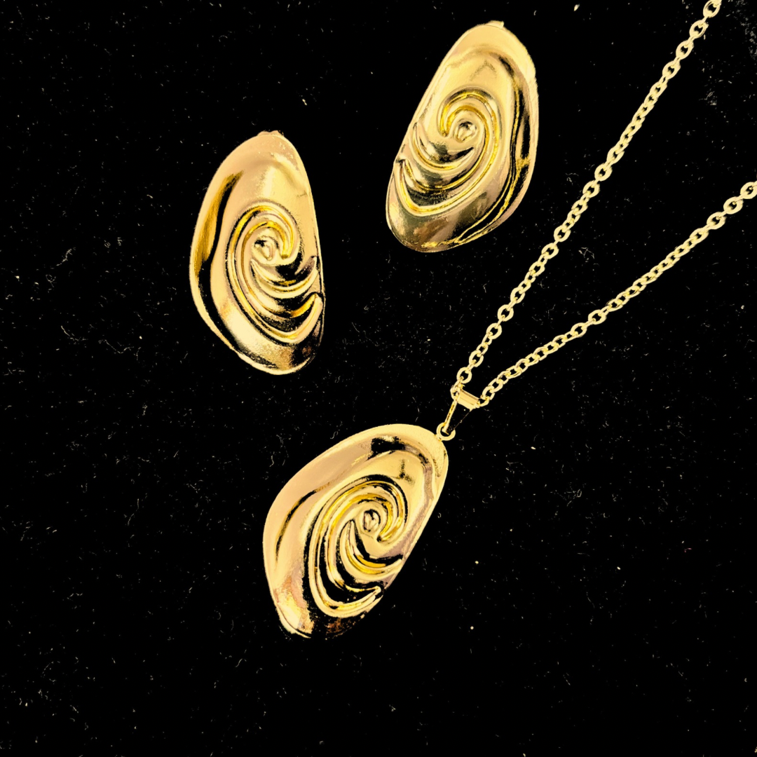 Abstract Swirl Pendant Necklace Set – Anti-Tarnish Stainless Steel Jewelry for Women
