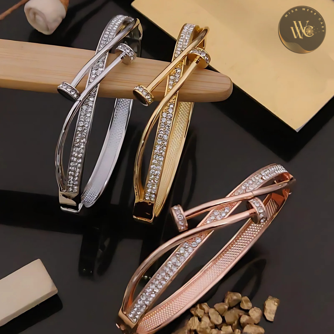 Premium Stainless Steel Kiyu Ziyu Anti Tarnish Kada Bracelets - Stone Studded - D10