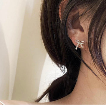 Dazzling Bow Stud Earrings