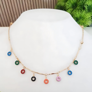 Premium Anti Tarnish Gold Plated Multicolor Necklace - Small Circles Design