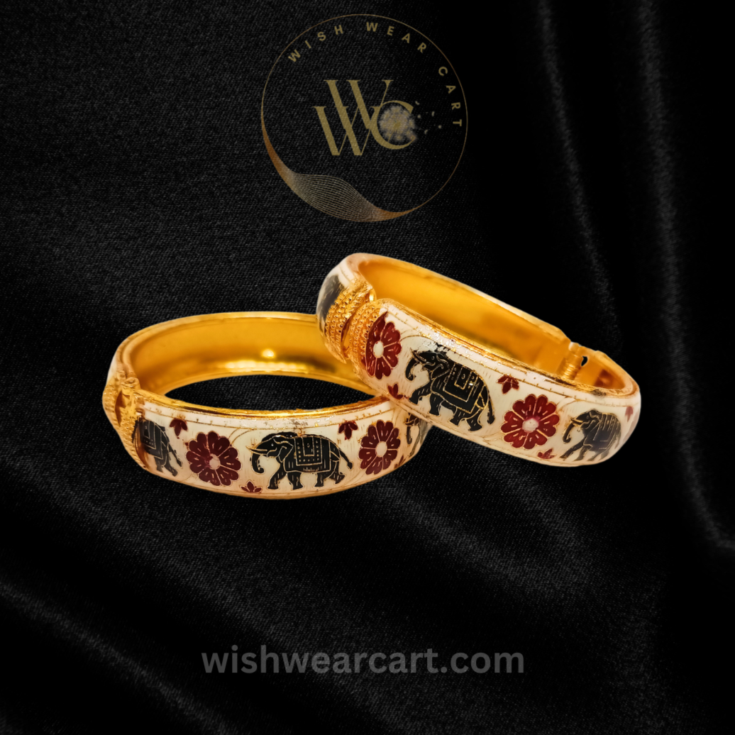 Meenakari beautiful Ethic Kada / Bracelet - Off White