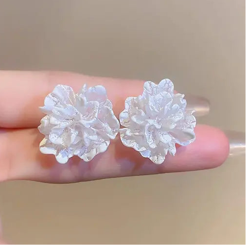 Soft White Floral Stud Earrings