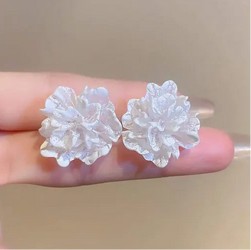 Soft White Floral Stud Earrings