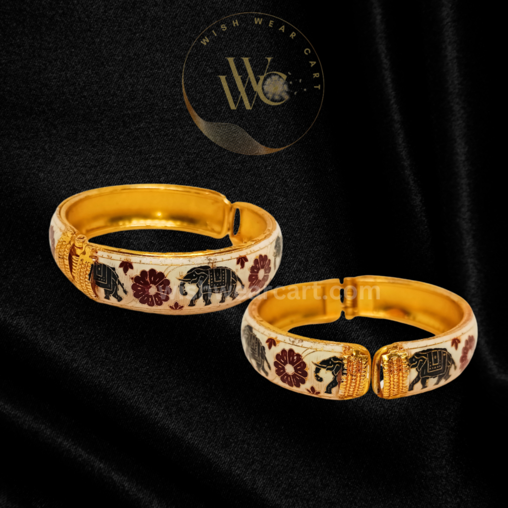 Meenakari beautiful Ethic Kada / Bracelet - Off White