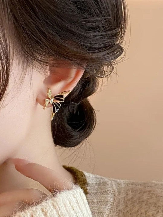 Black Gold Butterfly Wing Stud Earrings