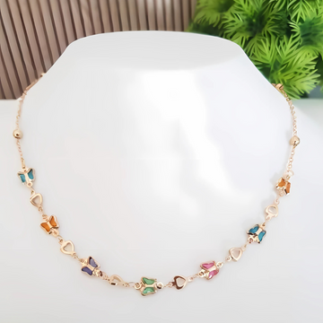 Premium Anti Tarnish Gold Plated Multicolor Necklace - Butterfly Design