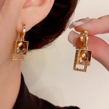 Chic Geometric Crystal Drop Earrings