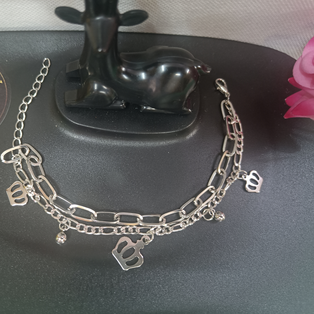 Stainless steel double chain stylish bracelet