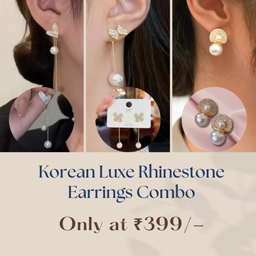 Korean Luxe Rhinestone 3 Set Earrings Combo