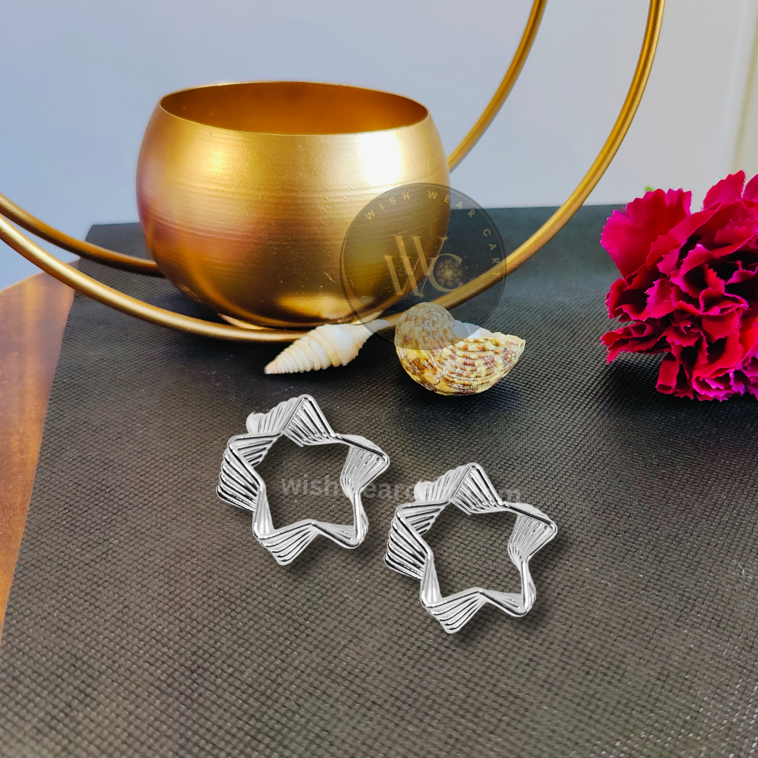 Stylish multilayered metallic studs with star design