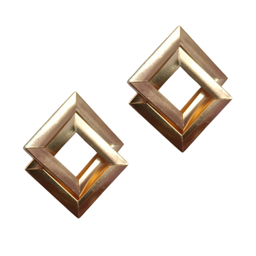 Korean Earrings - Gold-Plated Contemporary Rhombus shape Earrings