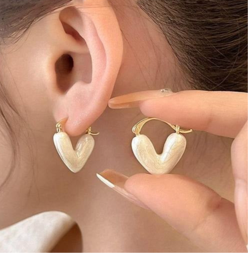 Pearl Heart Mini Hoops