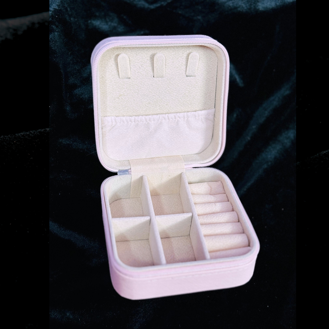 Beautiful Leather Small Jewelry Box For Necklace, Bracelet, Pendant, Earring Travel Portable Jewelry Case - Pink