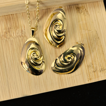 Abstract Swirl Pendant Necklace Set – Anti-Tarnish Stainless Steel Jewelry for Women