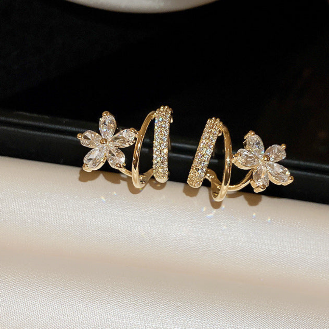 Floral Cluster Diamond Hoop Earcuff