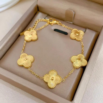 Premium Anti Tarnish Gold Plated Kiyu Ziyu Chain Bracelet - Clover Design