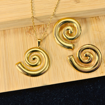 Spiral Statement Necklace Set – Waterproof Stainless Steel Anti-Tarnish Jewelry
